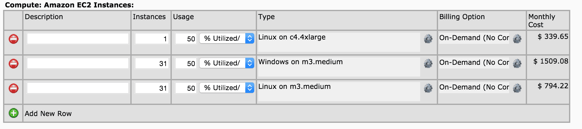 AWS Calculator.