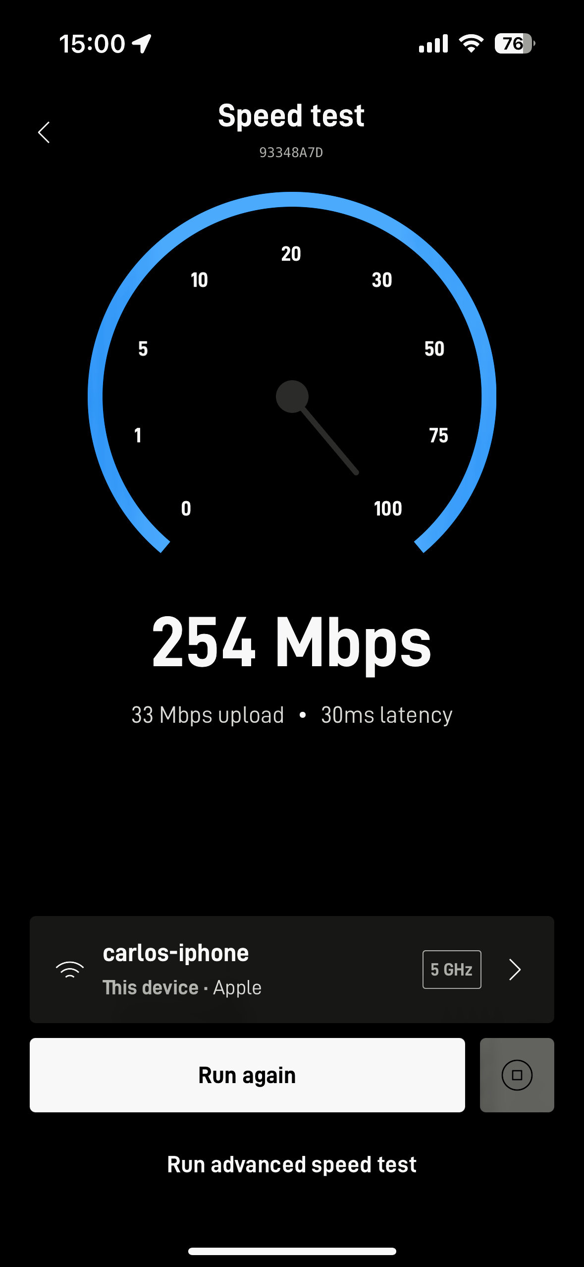 Speed tests from Starlink.